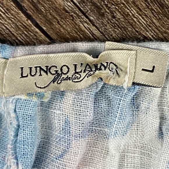 Lungo L'Arno Dress Women L White 100% Linen Floral Thin Straps Mini Tropical - Picture 2 of 10